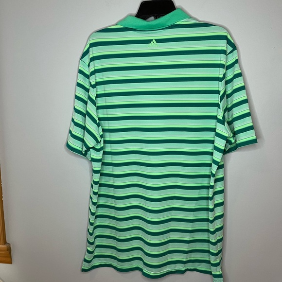 EUC Adidas ClimaCool Multi Green Stripe Golf Polo Mens Size XL Micro Vented - Picture 3 of 5